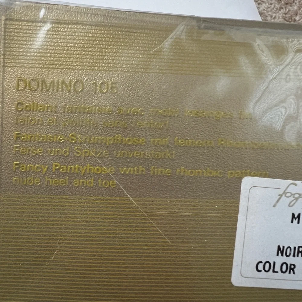 Fogal Size Medium Domino‎ 105 Pantyhose Rhombic Pattern Sheer Noir Black NWT